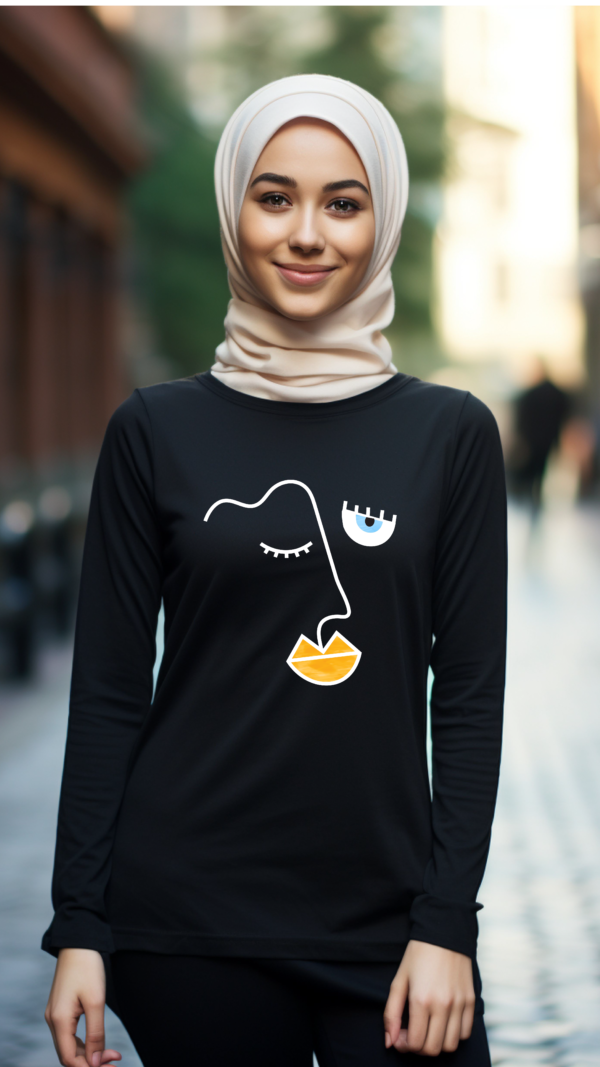 One Line Face Long Sleeve T-Shirt