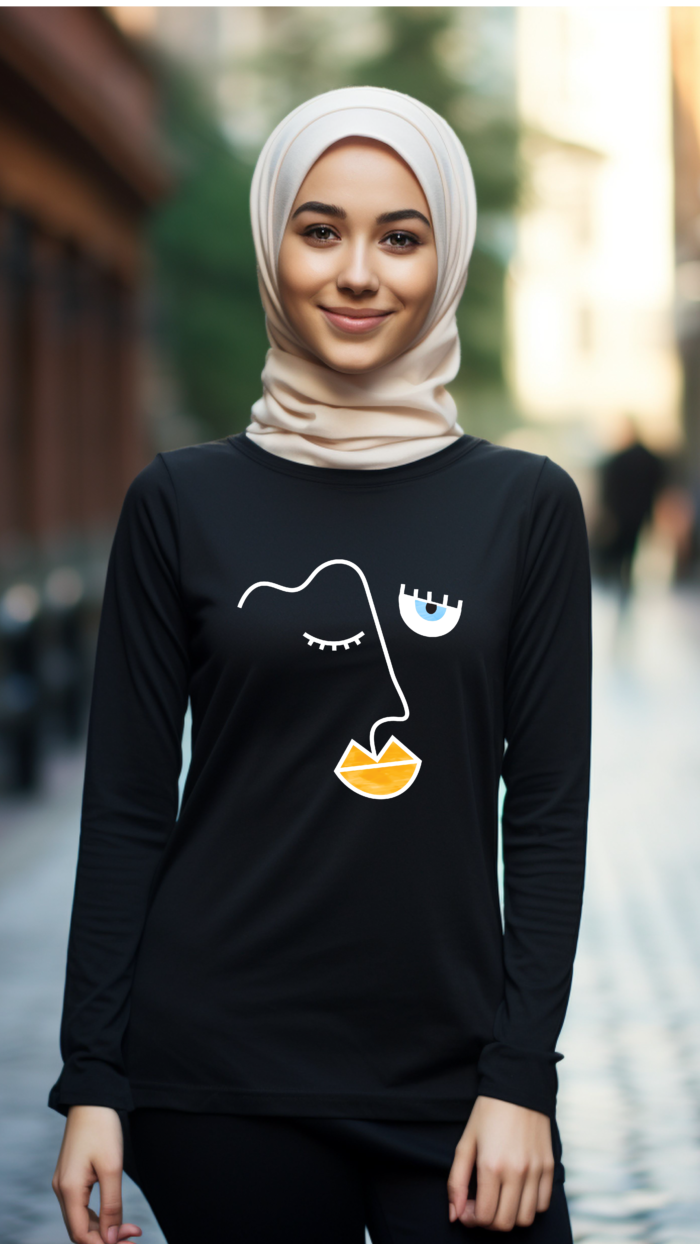 One Line Face Long Sleeve T-Shirt