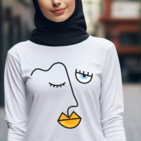 One Line Face Long Sleeve T-Shirt