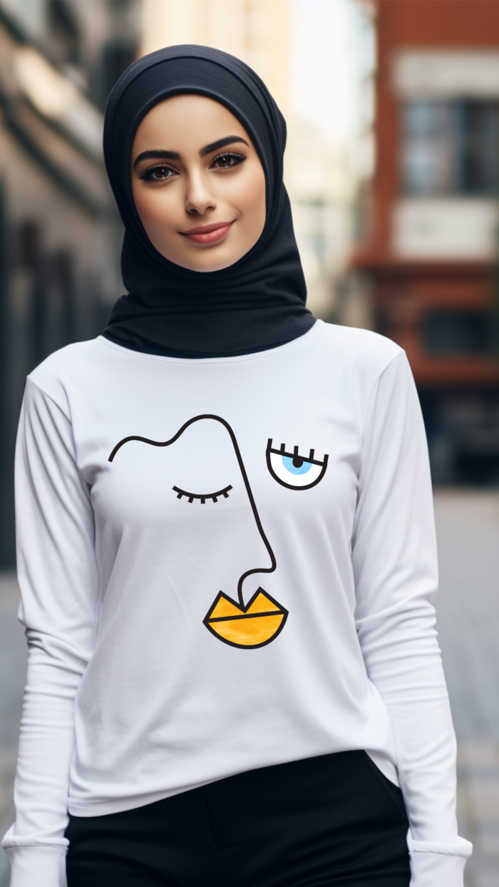 One Line Face Long Sleeve T-Shirt