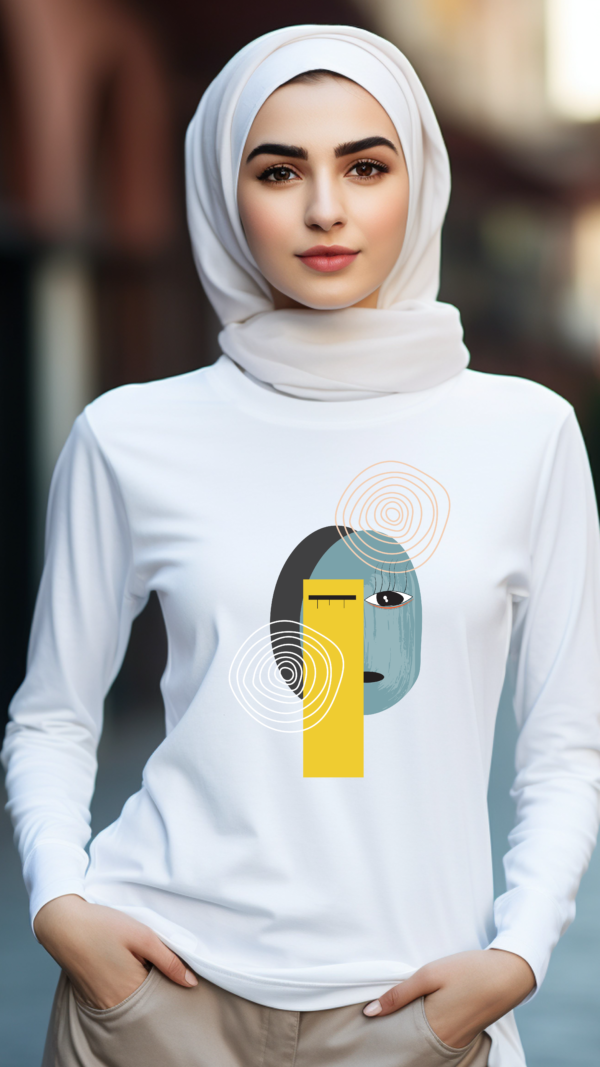Abstract face long sleeve T-shirt