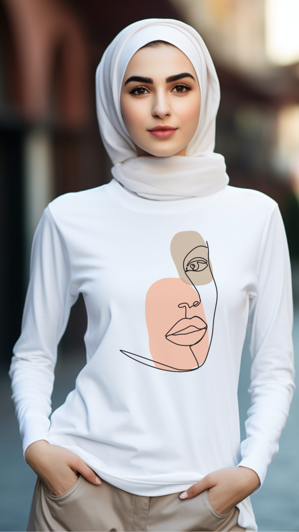 One Line Face Long Sleeve T-Shirt