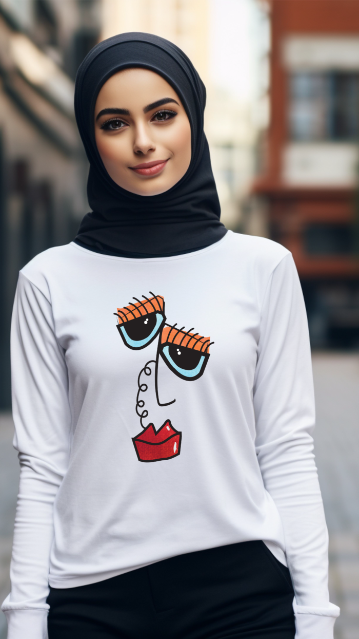 Abstract Face Long Sleeve T-Shirt